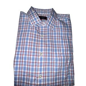 UNTUCKit Salton WF Multicolor Red White & Blue Plaid Button-Down Shirt Medium